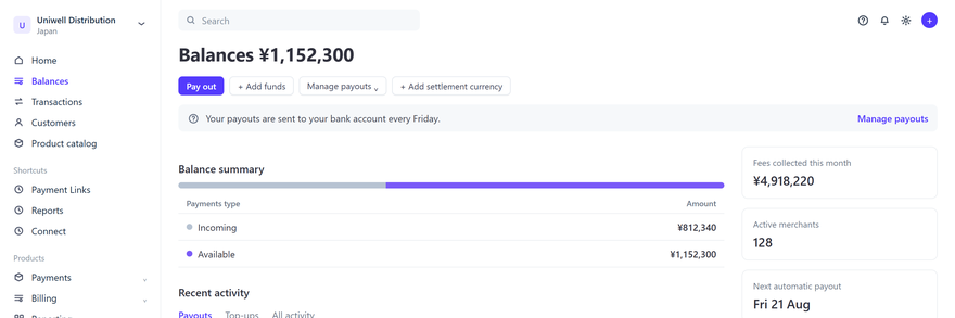 Balance and payouts